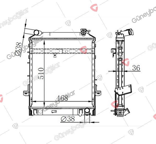 IZ70-M026A - 3870169720 - RADYATOR KOMPLE (510X465X36) ALUMINYUM