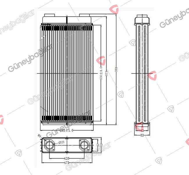 MB01-M292B - - KALORIFER RADYATORU BORULU ALUMINYUM 330X180X38