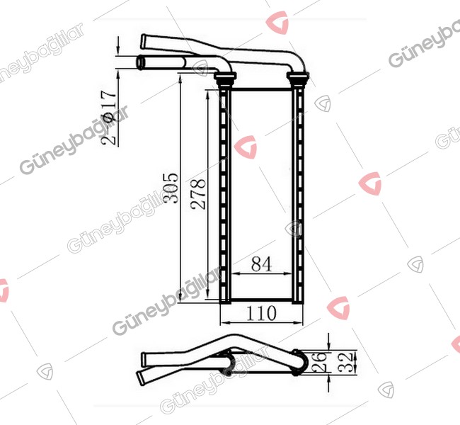 MB03-M161B - MK583351 - KALORIFER RADYATORU ALUMINYUM 84X278X26